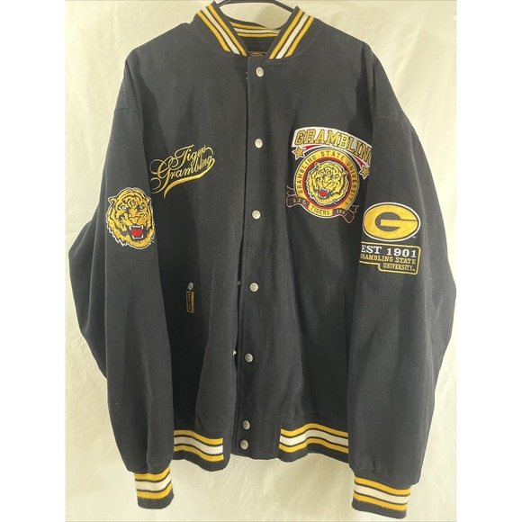 Vintage HBCU Grambling State University Jacket Tiger Cotton‎ Black 2XL Varsity - Picture 4 of 15